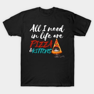 All I Need Are Pizza and Kittens v2 T-Shirt